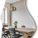 USHOWER Irregular Wall Mirror 20"x36", Frameless Wavy Mirror with Beveled & Polished Edge, Wall Mirrors Decorative for Bathroom, Bedroom, Living Room, Entryway, Cloakroom Renovation