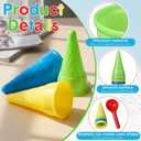 Potchen 16 Pcs Plastic Ice Cream Cones Cups and Scoop Set, Beach Sand Toys for Kids, Summer Sandbox Ice Cream Mold Set for Sensory Table, Outdoor Play Backyard Seaside Activities