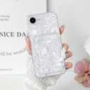 2 x NITITOP Compatible with iPhone 16e Case with Card Holder Clear Cute Line Rose Floral Flowers for Women Girls Soft TPU Wallet Shockproof Protective Cover - White