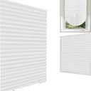 MALOKI Temporary Window Blinds, Pleated Window Shades Cordless Fabric Shades Light Filtering Fabric Blinds for Windows,Easy to Cut and Install - 35 x 59 Inch (Fits Windows 19-36 inch) (White - 1 Pack)