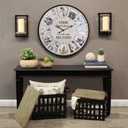 12 Photo Collage Rustic Wood Farmhouse Wall Clock, Large Family Picture Wall Clock for Living Room, Home, Kitchen, Silent Battery Powered 24 Inch Natural