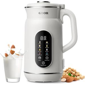 GDOR 42oz Smart Nut Milk Maker, 9-in-1 Plant Milk Machine for Almond, Oat, Soy, Juice & Smoothie, Large Touch Display Blender with Keep Warm, Boil Water, 12H Delay and Self-Cleaning
