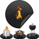36'' Fire Pit Mat for Solo Stove Bonfire, Round Fireproof Under Grill Mat, Oil-Proof Waterproof BBQ Pad for Deck Patio Grass Outdoor Grill Accessories, Portable and Reusable, Glossy Black