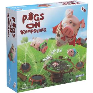 Pigs on Trampolines Board Games Family Game, Kids Games, Multi-Player, Board Games for Family Night, Preschool Toys, The Muddiest Pig Wins The Game, Hand-Eye-Coordination Game, Ages 6+