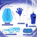 Realspring 148 Pcs Colleges Team Spirit Items Bulk University Team Spirit Week Accessories, Hand Clapper Noisemaker Whistle Cheerleading Pom Poms Shutter Glasses Sticker for Sports