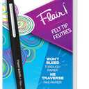 Paper Mate Flair Felt Tip Pens, Medium Point (0.7mm), Black, 12 Count - Teacher Supplies, Journaling, Note-Taking, Writing