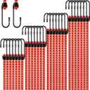 28 Pcs Bungee Cords with Hooks Heavy Duty Elastic Bungee Straps Outdoor Cord for Camping, Tent, Kayaking, Garage Storage(Bright Orange,18",24",32", 40")