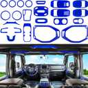 23PCS Full Set Interior Decoration Trim Kit for Jeep Wrangler JL JLU Gladiator JT 2018-2023 Steering Wheel Door Handle Air Conditioning Vent Cup Holder Reading Light Headlight Switch Gear Cover (Blue)