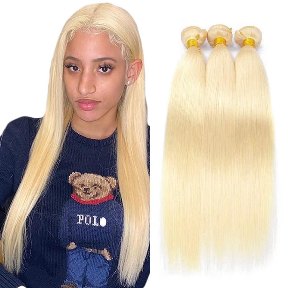 613 Straight Bundles Honey Blonde Human Hair Bundles Grade 8A Brazilian Remy Hair Weaves Extensions 12 14 16 Inch For Women
