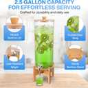 Drink Dispenser with Bamboo Stand & Spigot (2.5 Gallon) Large Plastic Beverage Dispenser for Parties, Cocktails, Juice, Lemonade, Water, Soda, Sangria & More, LARGE 2.5 GALLON CAPACITY - Spacious drink dispenser holding up to 2.5 gallons (9.5L)