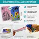 Variety Cleaning Cloth & Sponge Set  7 Items: 2 Swedish Dishcloths, 2 Compressed Cellulose Sponges, 2 Glass Cleaning Cloths, 1 Mesh Wire Scrubbing Cloth | Low-Waste, Plant-Based Essentials