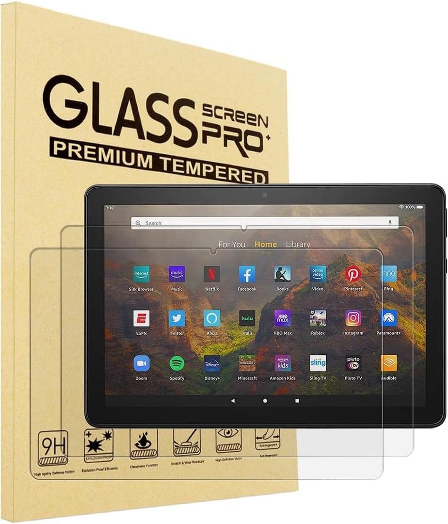 i-Tensodo 2 Pack Tempered Glass Screen Protector For All-new Fire HD 10 tablet/Fire HD 10 Plus (13th, 2023), 2.5D, 9H Hardness