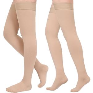 Compression Stockings for Women & Men, 2 Pairs 15-20mmHg Thigh High Compression Socks for Varicose Veins, Swelling, Pregnant, 4XL
