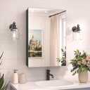 TokeShimi 16 x 24 Mirrored Medicine Cabinet Recessed or Surface Mount, Aluminum Tempered Black Bathroom Medicine Cabinet with Mirror with Adjustable Storage Metal for Modern Farmhouse