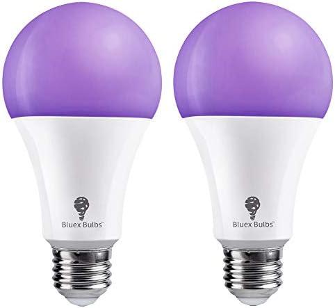 Bluex Bulbs A21 LED Black Light Bulb, 16W (120Watt Equivalent) E26 Blacklight Bulb Level 385-400nm, Body Paint, Glow in The Dark Party LED Light Bulb Neon Glow Fluorescent Poster (2 Pack)