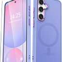 For Samsung Galaxy S24 FE Case, Matte Magnetic Phone Case with 1 Screen Protector, Support for Magsafe, Translucent Frosted Slim Shockproof Protective Cover for Samsung Galaxy S24 FE, Purple