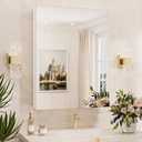 Lumireve Frameless Bathroom Mirror, 55" x 36" Rectangle Beveled Wall Mirror, Modern Decorative Vanity Mirrors for Living Room, Entryway, Bedroom, Hangs Horizontally or Vertically