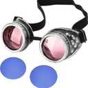 Steampunk Goggles SANGLE SOPFFY Steampunk Glasses Vintage Goggles Changeable Colored Lens Halloween Costume Accessory