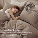 Bedsure 100% Washed Cotton Duvet Cover Queen Size - Light Brown Minimalist Bedding Set Linen Like - PureWoven Plain Simple & Soft Comforter Cover 3-Piece, 3 Pieces (Light Brown, Queen, 90"x90")