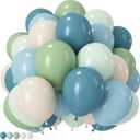 Sage Green Dusty Blue Balloons, 12 Inch Light Green Blue Sand White Latex Balloons for Boho Baby Shower Bridal Shower Bridal Jungle Safari Bear Theme Birthday Wedding Anniversary Party Decorations