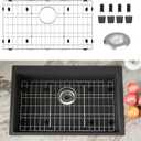 Stainless Steel Sink Protector 26-1/8" x 14-1/8" with Rear Drain, Metal Sink Rack for Bottom of Sink, Kitchen Sink Grate and Sink Protectors with Sink Strainer (26-1/8" x 14-1/8" - Rear Drain)