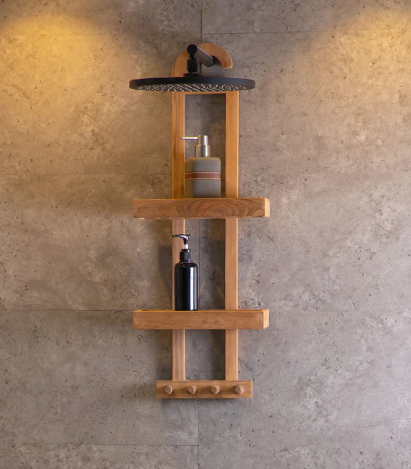 Nordic Teak Natural Shower Caddy, 11.2 x 4.7 x 29.9