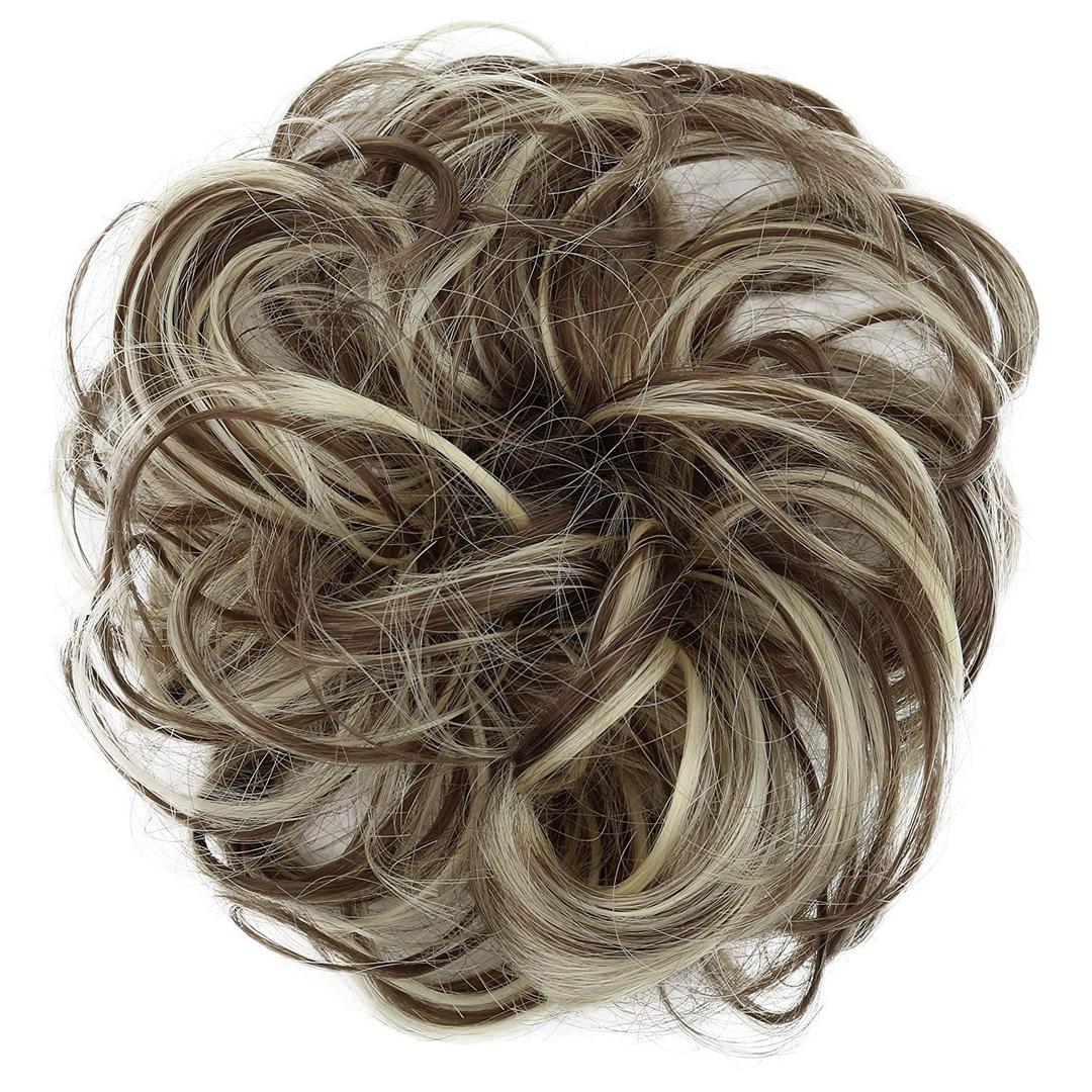 CAISHA Messy Scrunchie Bun Voluminous Wavy Hairpiece Heat-resistant Synthetic Fibres Light Brown Light Blonde Mix G38A
