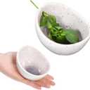 Herb Stripper, Herb Stripper Bowl, Small Ceramic Bowls, Handmade Different Round Hole Sizes Efficient Kitchen Tool for Separating Leaves and Stems,Salads & Cooking (White)