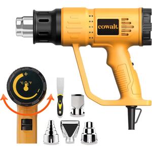 Heat Gun for Vinyl Wrap, Crafting, Shrink Tubing, Paint, Epoxy Resin, Candle Making Variable, Adjustable Temperature, Overload Protection Fast Heating Hot Air Gun Kit Nozzles, Scraper