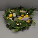 20 inch Spring Summer Wreath, Lemon Wreath for Front Door with Daisy, Bow, Eucalyptus Leaves, White Berries for Indoor Outdoor Wall Festival Home Farmhouse Wedding Decor (Yellow)