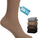 Merino Wool & Silk Blend Boot Socks Women Soft Crew Socks Comfort Breathable Daily Wear 4-Pack