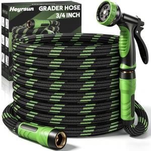 NON-EXPANDABLE Garden Hose 25 FT, Heavy Duty Steel Metal Flexible Water Hose with 10-Function Spray Nozzle, Durable Fabric Skin, No Kinks & Leak-Proof with Upgraded Handle
