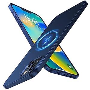 TORRAS Magnetic Slim Fit for iPhone 14 Case/ iPhone 13 Case, [Ultra Thin][Compatible with MagSafe][Velvet Touch], Case for iPhone 14 & iPhone 13 Phone Case Hard PC Sturdy Anti Scratch, Blue
