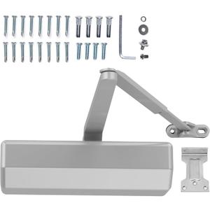 Automatic Door Closer Heavy Duty Hydraulic Aluminum Alloy Surface Mounted Home Door Closer Commerical UL 3-Hour Fire Rating ANSI Grade 1 Adjustable Speed Spring Size 2-5 Door Weight 44-330 Lbs
