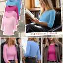 Huukeay 5 Pack Women's Elbow Sleeve Tops 3/4 Sleeve Round Neck T-Shirt Slim Fit Casual Stretchy Tunic Basic Tees Bulk (Pink, M)