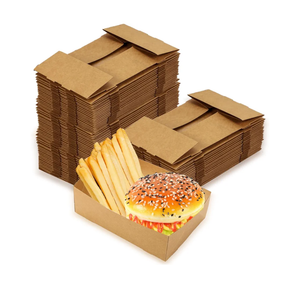 Teling 150 Pcs 10. 4" x 10. 4" x 3. 7" Kraft Paper Food Trays Disposable Foldable Paperboard Fast Food Container Boxes Tray 4 Corner Pop up Serving Brown Holders for Party Stadiums Theaters