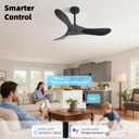 Homlit Ceiling Fan Without Light, 72 Inch Smart Wood Ceiling Fan no Lights, Compatible with Alexa/Google, 3 Natural Walnut Black Blades, Remote, Quiet Reversible DC Motor for Indoor Outdoor
