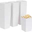 100 Pack White Popcorn Boxes for Party, Bulk Paper Treat Containers for Movie Night Decorations (3.3 x 5.5 x 3.5 In)