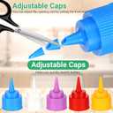 3 x 10 Pack Squeeze Bottles Kit with Cleaning Brush - 1oz & 2oz Food Cookie Decorating Supplies for Icing, Sauces, Crafts, Leakproof Design, 5 Colored Caps, Dishwasher Safe