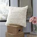 Signature Design by Ashley Aavie Farmhouse Square Wool Accent Pillow, 20 x 20 Inches, White