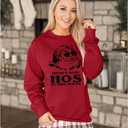 BANGELY Womens Christmas HoHo Sweatshirt Ugly Santa Hohos Long Sleeve Shirts Funny Santa Graphic Tee Casual Pullover Top (Red)