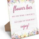 Flower Bar Sign, Wooden Sign with Stand Stand 8x11 Inches, Table Centerpieces for Bridal Shower, Wedding, Engagement, Brunch, Bachelorette, Birthday Party -04 Pack of 2