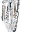 SIAEAMRG Womens Shiny Metallic High Waist Stretchy Jogger Pants, Wet Look Hip Hop Club Wear Holographic Trousers Sweatpant (Silver, S)
