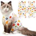 Cat Recovery Suit for Spay Abdominal Wounds, Breathable Cat Onesie for Cats After Surgery Female, Kitten Surgical Recovery Suit Female Cone of Shame Alternative for Cats Anti Licking (Medium, Candy)