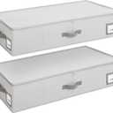 Cupic Cupid Under Bed Storage Containers, Foldable Organizer with Lid for Bedroom, Underbed Storage Box for Blankets, Clothes, Shoes, 2 Pack, Grey