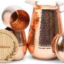 Pure Copper Water Jug Set 70 oz Pitcher with 2 Tumblers – Large Ayurvedic Copper Vessel, Promotes Wellness, Durable, Eco-Friendly & Premium Quality Finish
