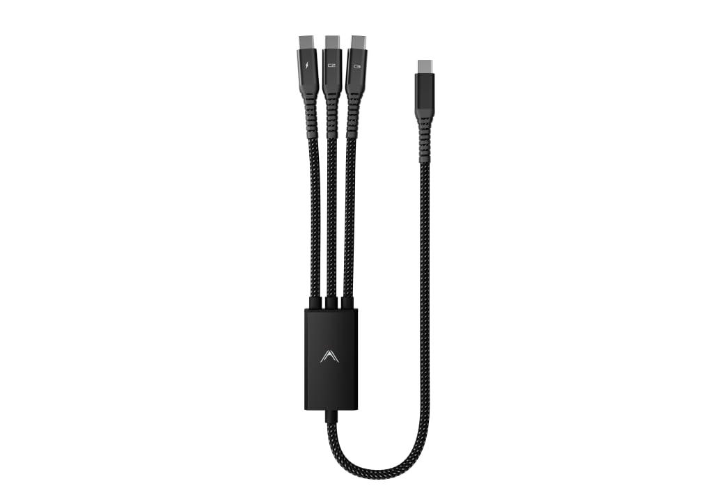 Futurizta Tech Hydra 3in1 Triple USBC 100W PD FastCharge Multi Cable with Smart Triboost  Charge Laptop, Phone & Tablet Simultaneously