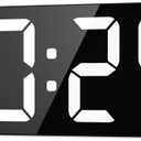 LED Digital Wall Clock with Large Display, Big Digits, Auto-Dimming, 12/24Hr Format, Modern Electric Small Silent Wall Clock for Living Room, Bedroom, Classroom, Farmhouse, Kitchen, Office - White