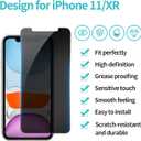 PEHAEL 3 Pack for iPhone 11/iPhone XR Privacy Screen Protector Anti-Spy Tempered Glass Film 9H Hardness Easy Installation Bubble Free [6.1 inch]
