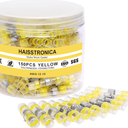 haisstronica 150PCS Solder Seal Wire Connectors,Waterproof Heat Shrink Butt Connectors Terminals for Watercraft,Electrical,Electronics AWG 1210 Yellow